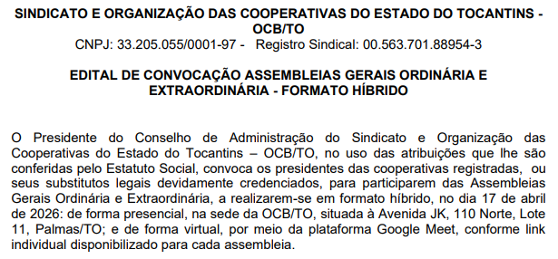 EDITAL DE CONVOCAÇÃO ASSEMBLEIAS GERAIS ORDINÁRIA E EXTRAORDINÁRIA