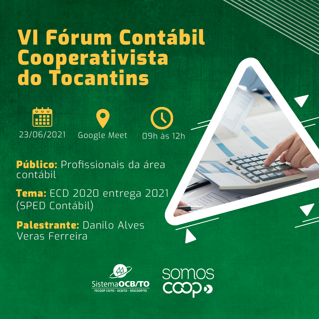 VI Fórum Contábil Cooperativista, realizado pelo Sescoop/TO, acontece dia 23 de junho